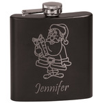 Santa and Presents Black Flask Set (Personalized)