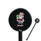 Santa and Presents Black Plastic 5.5" Stir Stick - Round - Closeup