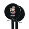 Santa and Presents Black Plastic 5.5" Stir Stick - Single Sided - Round - Front & Back