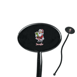 Santa and Presents 7" Oval Plastic Stir Sticks - Black - Single Sided (Personalized)