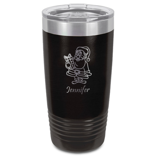 Santa and Presents Black Polar Camel Tumbler - 20oz - Front