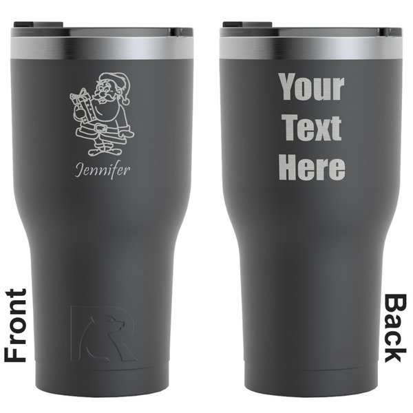 Custom Santa and Presents RTIC Tumbler - Black - Engraved Front & Back (Personalized)