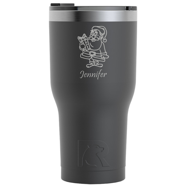 Custom Santa and Presents RTIC Tumbler - Black - Engraved Front (Personalized)
