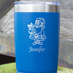 Santa and Presents 20 oz Stainless Steel Tumbler - Royal Blue - Single Sided (Personalized)