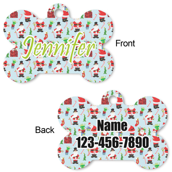 Santa and Presents Bone Shaped Dog ID Tag - Large - Approval
