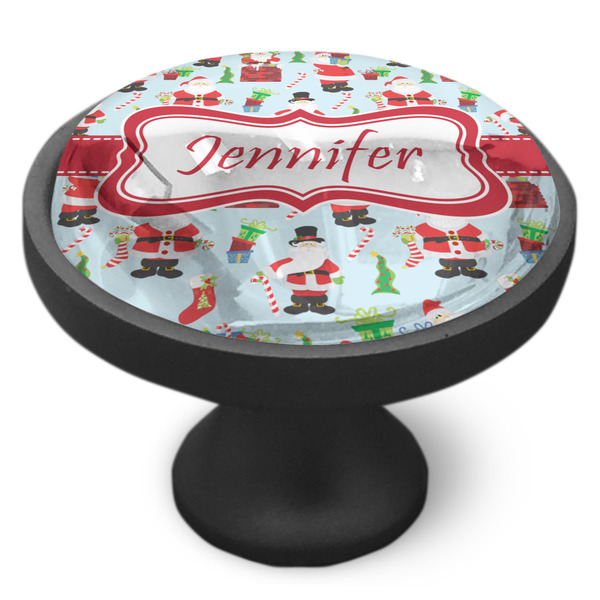 Santa and Presents Cabinet Knob - Black - Side