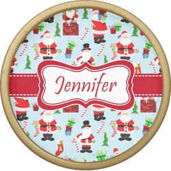 Santa and Presents Cabinet Knob - Gold (Personalized)
