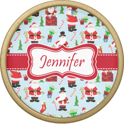Santa and Presents Cabinet Knob - Gold (Personalized)
