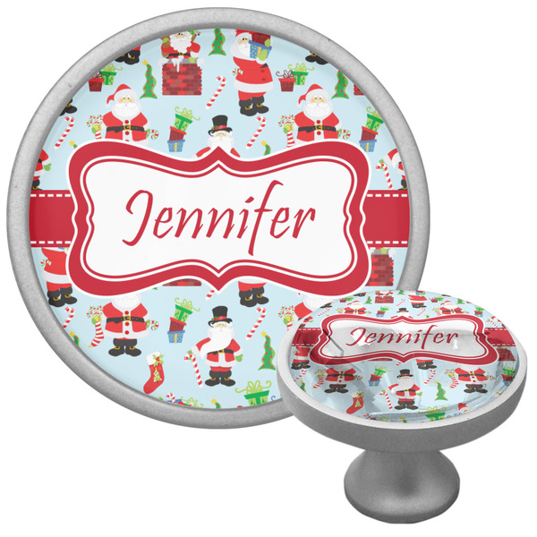 Custom Santa and Presents Cabinet Knob (Silver) (Personalized)