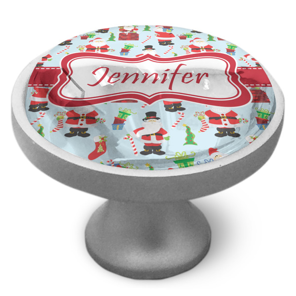Santa and Presents Cabinet Knob - Nickel - Side