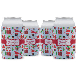 Santa and Presents Can Cooler (12 oz) - Set of 4 w/ Name or Text