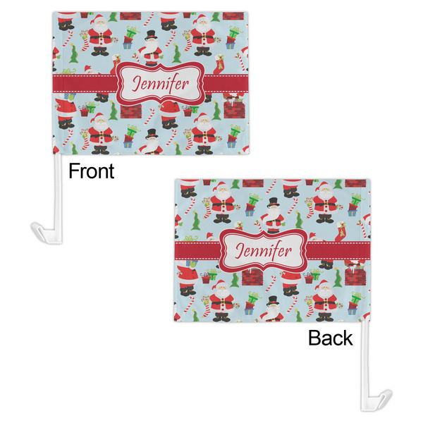 Santa and Presents Car Flag - 11" x 8" - Front & Back View