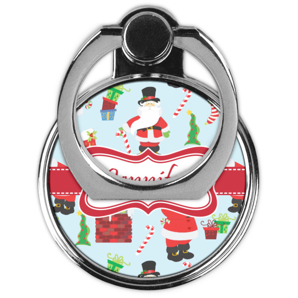 Santa and Presents Cell Phone Ring Stand & Holder - Front (Collapsed)