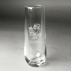 Santa and Presents Champagne Flute - Stemless Engraved - Single (Personalized)