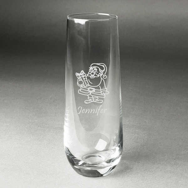 Custom Santa and Presents Champagne Flute - Stemless Engraved (Personalized)