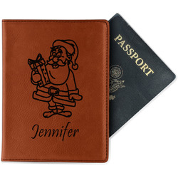 Santa and Presents Passport Holder - Faux Leather - Double Sided (Personalized)