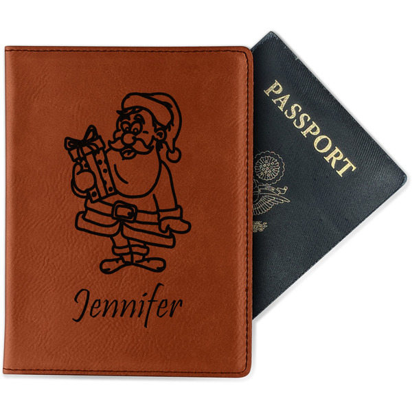 Custom Santa and Presents Passport Holder - Faux Leather - Single Sided (Personalized)