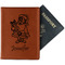 Santa and Presents Cognac Leather Passport Holder With Passport - Main