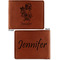 Santa and Presents Cognac Leatherette Bifold Wallets - Front and Back