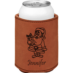 Santa and Presents Leatherette Can Sleeve - Double Sided (Personalized)
