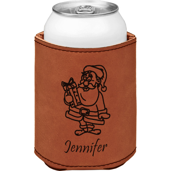 Custom Santa and Presents Leatherette Can Sleeve - Single Sided (Personalized)