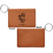 Santa and Presents Cognac Leatherette Keychain ID Holders - Front Apvl