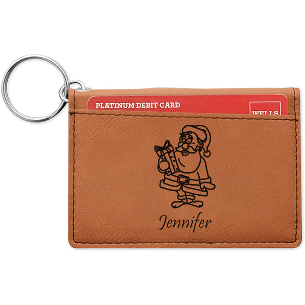 Custom Santa and Presents Leatherette Keychain ID Holder - Single Sided (Personalized)