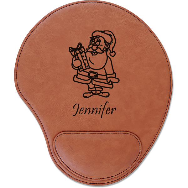 Custom Santa and Presents Leatherette Mouse Pad with Wrist Support (Personalized)