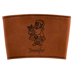 Santa and Presents Leatherette Cup Sleeve (Personalized)