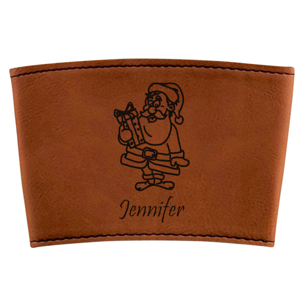 Custom Santa and Presents Leatherette Cup Sleeve (Personalized)