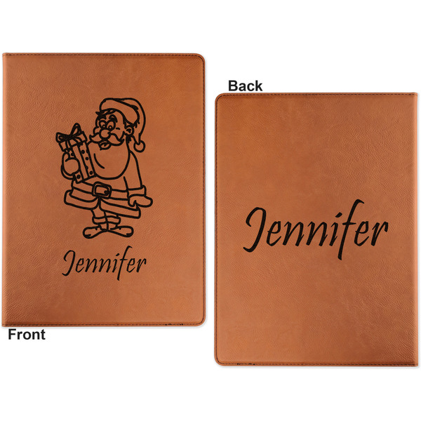 Santa and Presents Cognac Leatherette Portfolios with Notepad - Small - Double Sided- Apvl