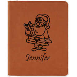 Santa and Presents Leatherette Zipper Portfolio with Notepad - Double Sided (Personalized)