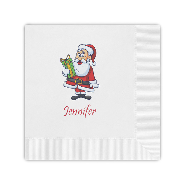 Custom Santa and Presents Coined Cocktail Napkins (Personalized)