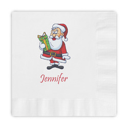 Santa and Presents Embossed Decorative Napkins (Personalized)