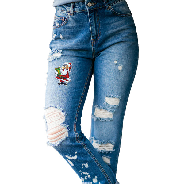 Santa and Presents Custom Shape Iron On Patches - L - single APPROVAL