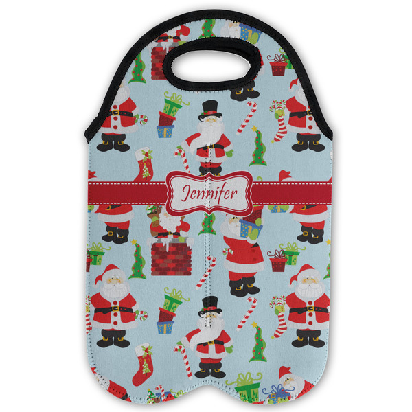 Santa and Presents Double Wine Tote - Flat (new)