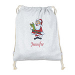 Santa and Presents Drawstring Backpack - Sweatshirt Fleece - Double Sided (Personalized)