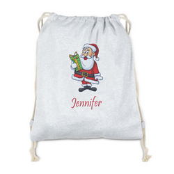 Santa and Presents Drawstring Backpack - Sweatshirt Fleece - Double Sided (Personalized)