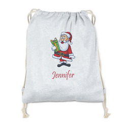 Santa and Presents Drawstring Backpack - Sweatshirt Fleece - Single Sided (Personalized)