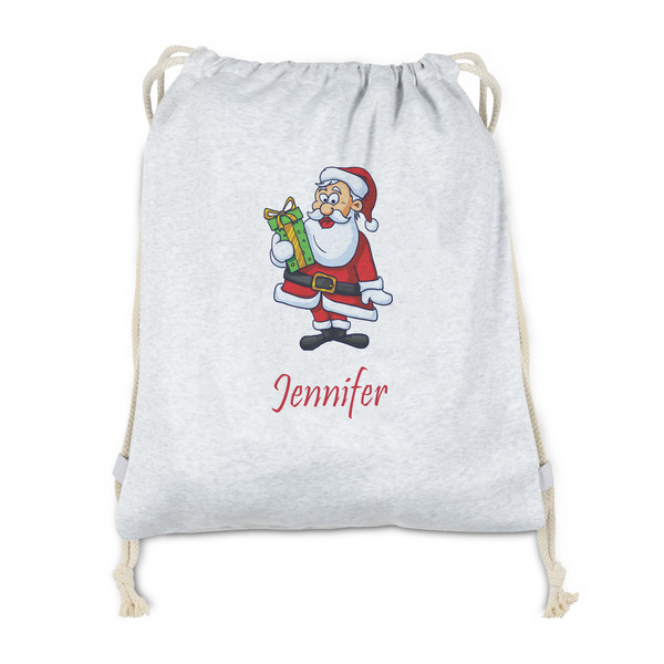 Custom Santa and Presents Drawstring Backpack - Sweatshirt Fleece (Personalized)