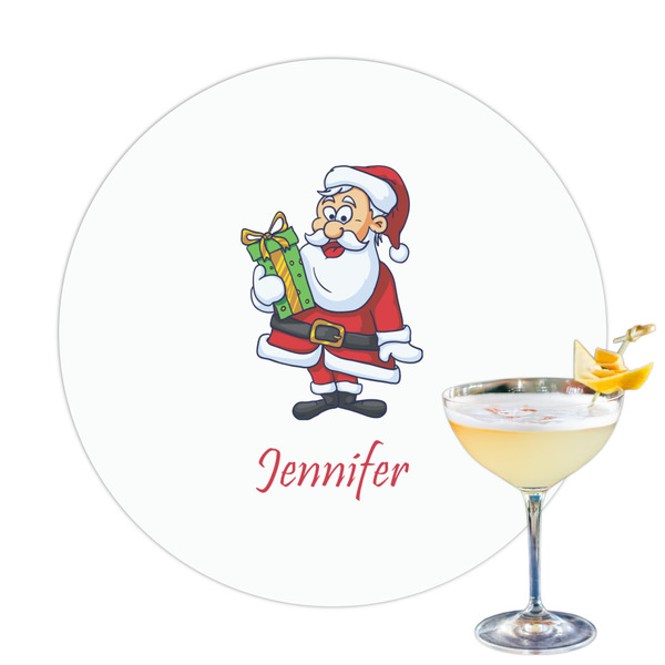 Custom Santa and Presents Printed Drink Topper - 3.25" (Personalized)