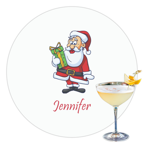 Custom Santa and Presents Printed Drink Topper - 3.5" (Personalized)