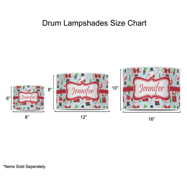 Santa and Presents Drum Lampshades - Sizing Chart