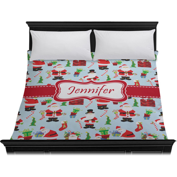 Santa and Presents Duvet Cover - King - On Bed - No Prop