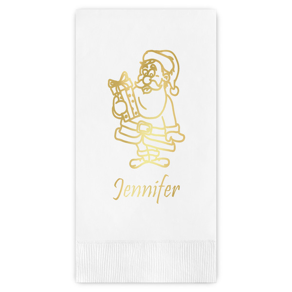 Custom Santa and Presents Guest Napkins - Foil Stamped (Personalized)
