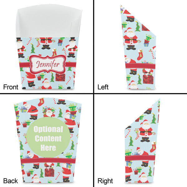 Santa and Presents French Fry Favor Box - Front & Back View