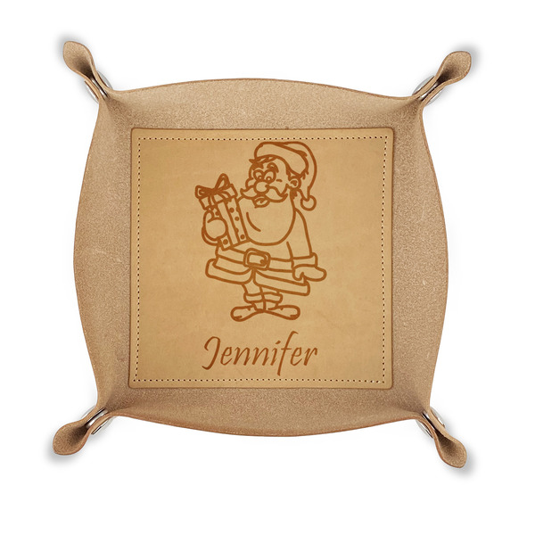 Custom Santa and Presents Genuine Leather Valet Tray (Personalized)