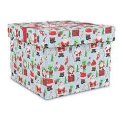 Santa and Presents Gift Box with Lid - Canvas Wrapped - Large (Personalized)