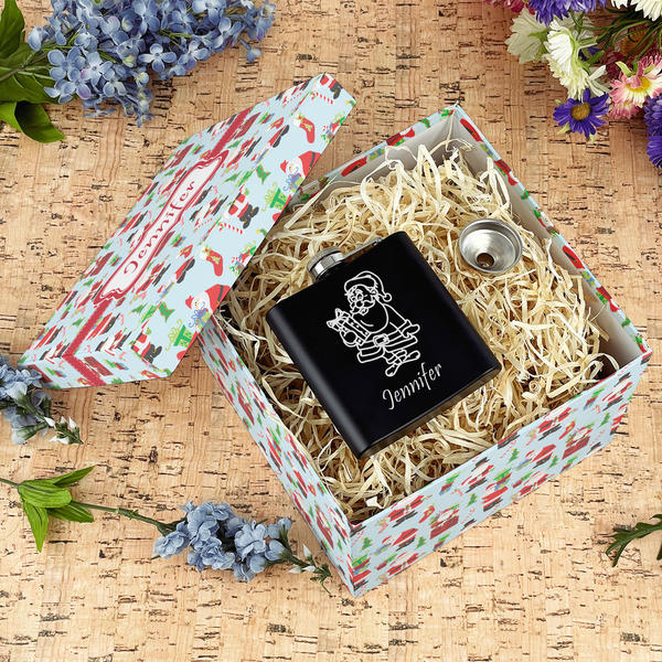 Santa and Presents Gift Boxes with Lid - Canvas Wrapped - Large - In Context