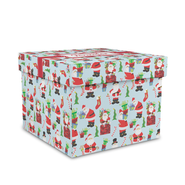 Custom Santa and Presents Gift Box with Lid - Canvas Wrapped - Medium (Personalized)